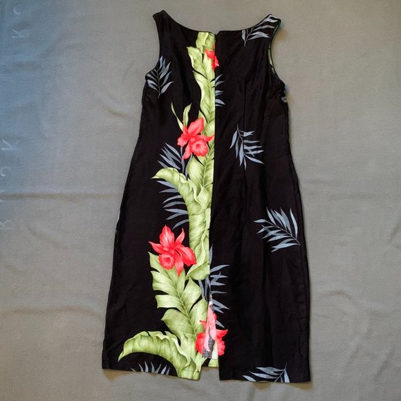 The Hawaiian Original Womens Midi Black Floral Sleeveless Dress Size Medium - Picture 1 of 7